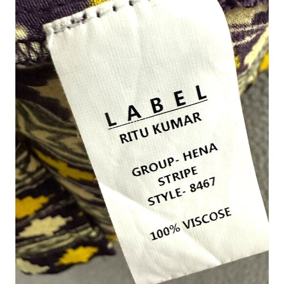 Label Ritu Kumar Shirt Dress  Snaps Button Front Tunic Aztec Purple Mustard - Picture 7 of 16